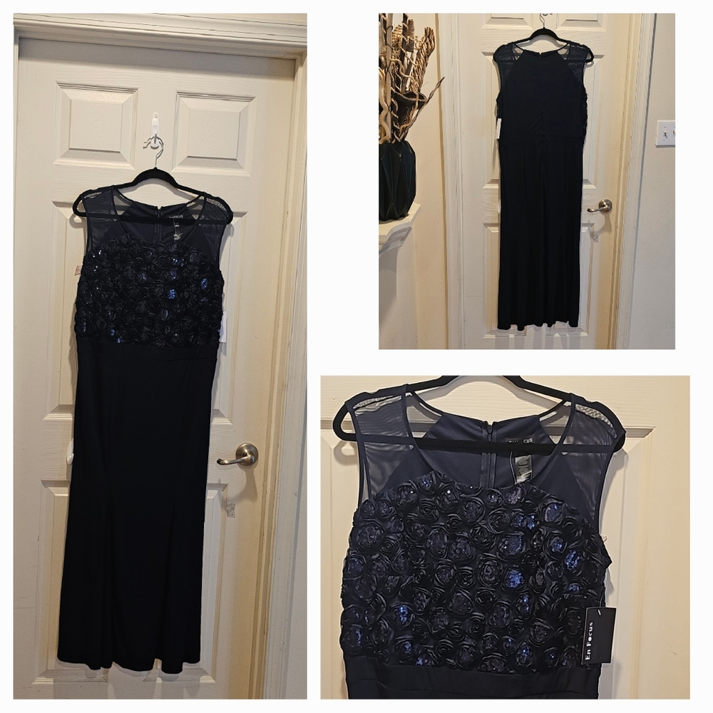 EnFocus Studio Navy Blue Gown Maxi Dress Wedding Mother Of The Bride